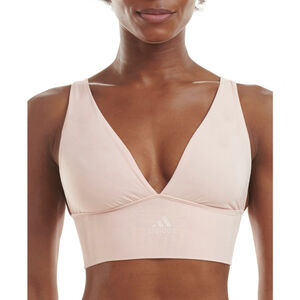 Adidas Women's Small Light Pink Longline Plunge Light Support Sports Bra NWT